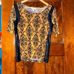 Petite M Top with Faux Leather details